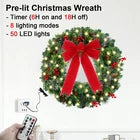 24" Prelit Christmas Wreath with LED Warm White Lights For Front Door Decoration