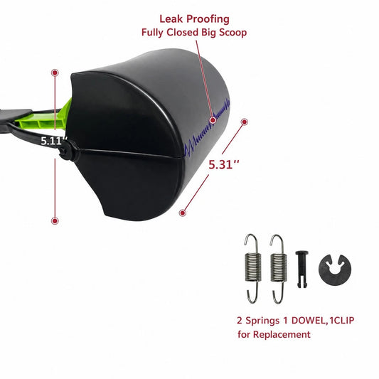Large Dog Pooper Scooper For Yard 32" Long Handle No Bending Green Waste Picker