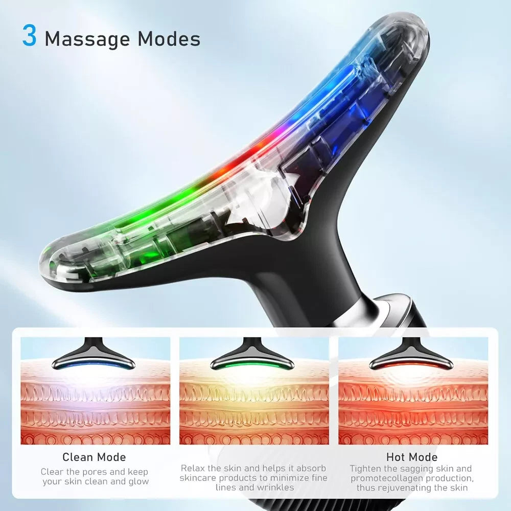 Neck Face Lifting Massager Skin Tighten Device LED Anti Wrinkle Double Chin
