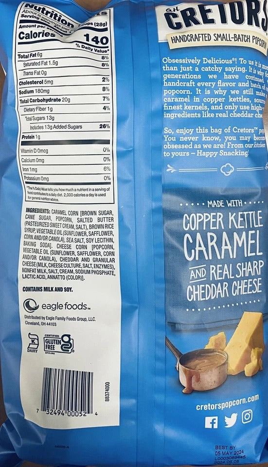 G.H. Cretors Handcrafted Small-Batch Popcorn Cheese & Caramel Mix 7.5 oz Bag