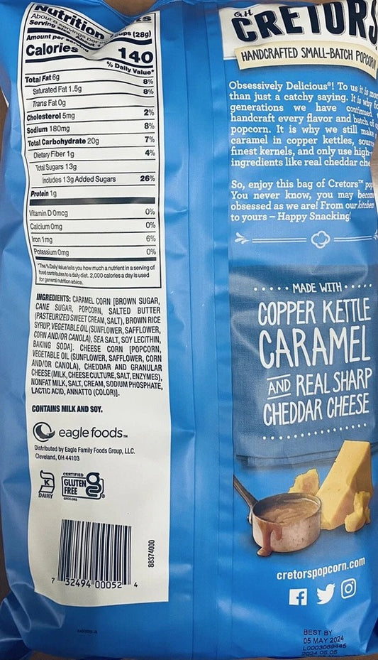 G.H. Cretors Handcrafted Small-Batch Popcorn Cheese & Caramel Mix 7.5 oz Bag
