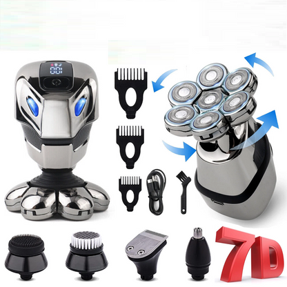 7D Cordless Shaver Hair Trimmer Men’s 5-In-1 Electric Head Shaver Razor Men Wet