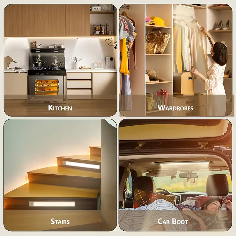 LED Motion Sensor Cabinet Light – Rechargeable Dimmable 3-Color Under Cabinet Light