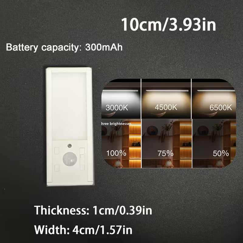 LED Motion Sensor Cabinet Light – Rechargeable Dimmable 3-Color Under Cabinet Light