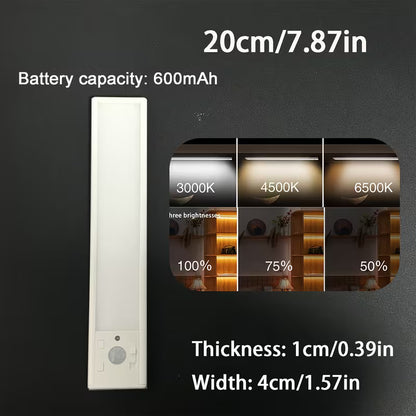 LED Motion Sensor Cabinet Light – Rechargeable Dimmable 3-Color Under Cabinet Light