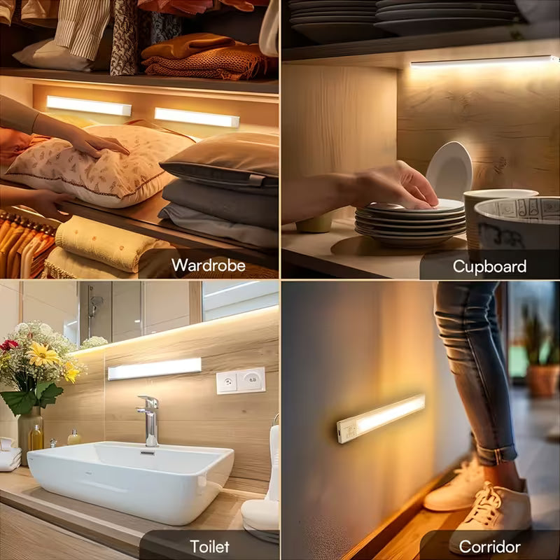 LED Motion Sensor Cabinet Light – Rechargeable Dimmable 3-Color Under Cabinet Light