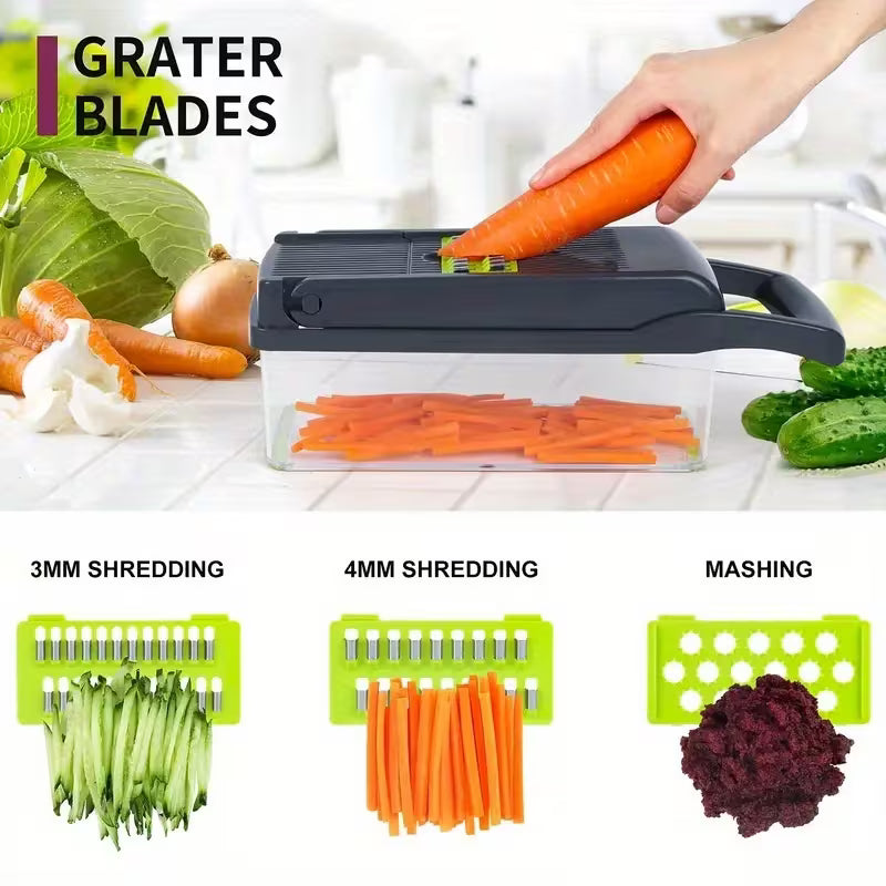 16-in-1 Vegetable Chopper & Slicer with 8 Blades