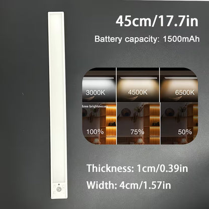 LED Motion Sensor Cabinet Light – Rechargeable Dimmable 3-Color Under Cabinet Light