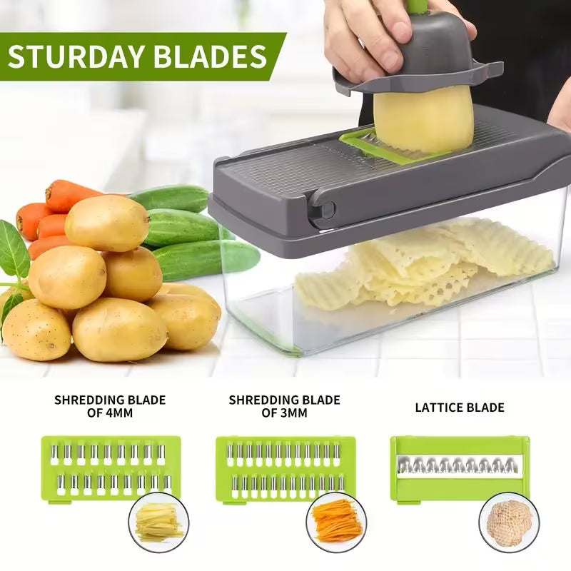 16-in-1 Vegetable Chopper & Slicer with 8 Blades