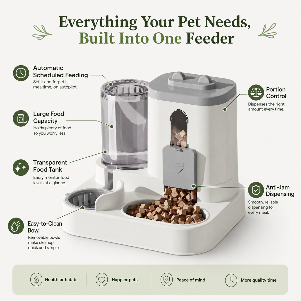 Automatic 2-in-1 Pet Feeder and Water Dispenser