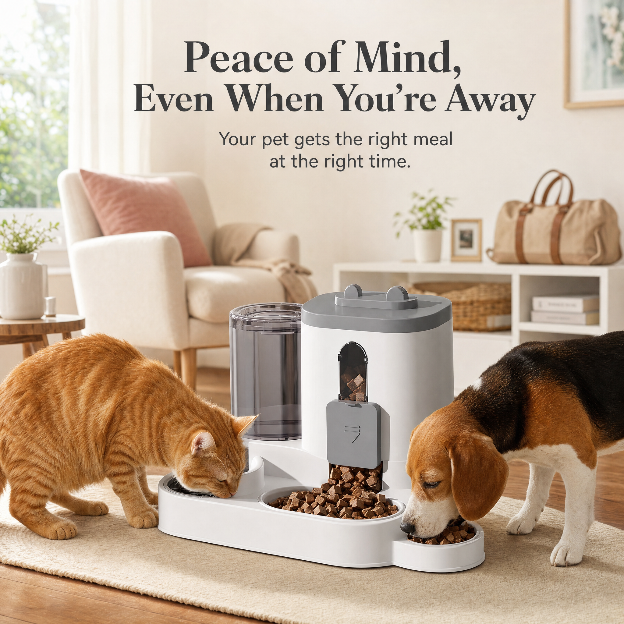 Automatic 2-in-1 Pet Feeder and Water Dispenser