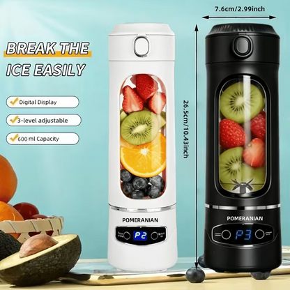 Portable USB Rechargeable Blender – 12-Blade Personal Smoothie Maker, 20.29 oz Travel Juicer Cup