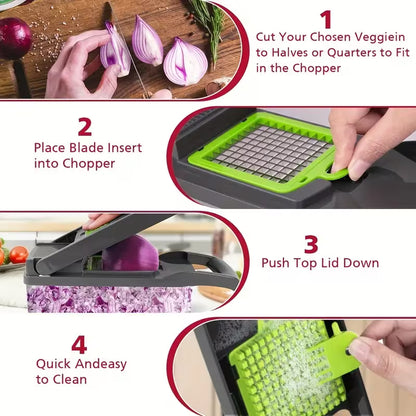 16-in-1 Vegetable Chopper & Slicer with 8 Blades