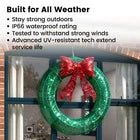 48" Large Prelit Christmas Wreath Lighted Xmas Holiday Decor with 150 LED Light