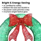 48" Large Prelit Christmas Wreath Lighted Xmas Holiday Decor with 150 LED Light