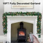 10FT Lighted Christmas Garland Pine Garland Decor with 50LED Lights Remote Timer