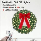 24" Christmas Decor Prelit Christmas Wreath with 50 LED Lights 8 Lighting Modes