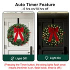 24" Prelit Christmas Wreath with LED Warm White Lights For Front Door Decoration