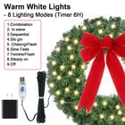 24" Christmas Decor Prelit Christmas Wreath with 50 LED Lights 8 Lighting Modes