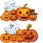 Halloween Decorations 2Pcs Ghost Pumpkin Decor Outdoor Yard Signs Stakes Prop