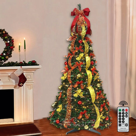 6ft Pop up Christmas Tree Prelit Pull up Christmas Tree with Lights Party Decor