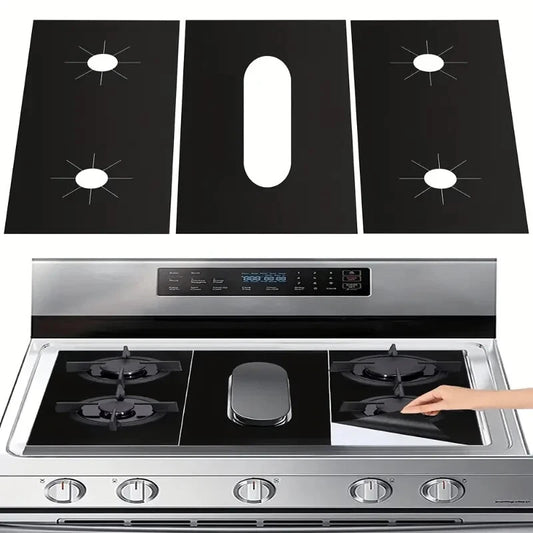 3 Pc Gas Stove Range Top Burner Cover Protector Liner Reusable Kitchen Non Stick