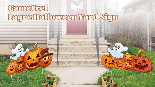 Halloween Decorations 2Pcs Ghost Pumpkin Decor Outdoor Yard Signs Stakes Prop