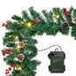 10Ft Prelit Christmas Garland Pine Garland with 50 LED Lights & Berries Pinecone