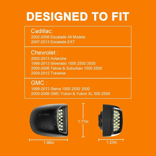 LED License Plate Tag Light Lamp for Chevy Silverado 1500/2500/3500 1999-2013