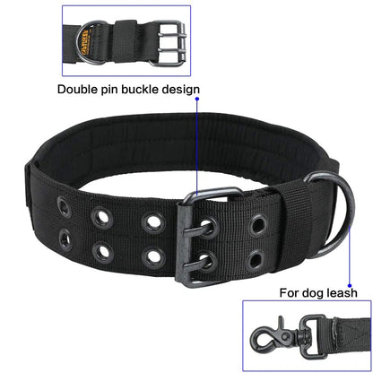 2''Wide Tactical Heavy Duty Nylon Large Dog Collar K9 Military With Metal Buckle