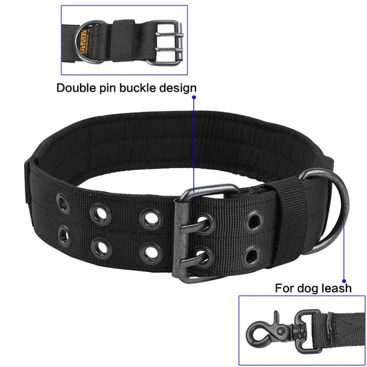 2''Wide Tactical Heavy Duty Nylon Large Dog Collar K9 Military With Metal Buckle