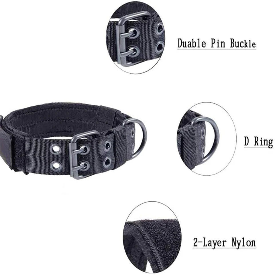 2''Wide Tactical Heavy Duty Nylon Large Dog Collar K9 Military With Metal Buckle