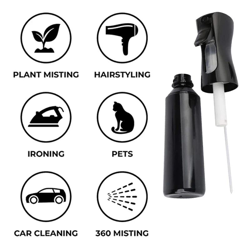 Continuous Mist Hair Spray Bottle Barber Water Sprayer Salon Plant Mister