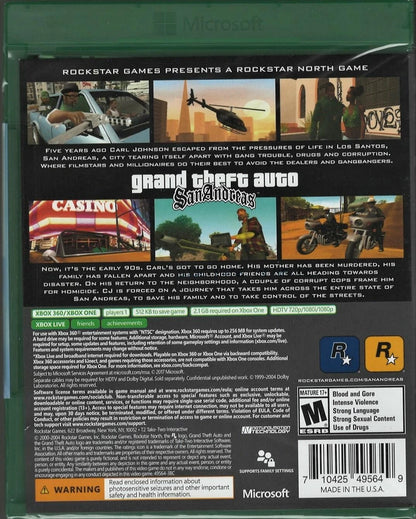 Grand Theft Auto: San Andreas (XB1 Packaging) Xbox 360