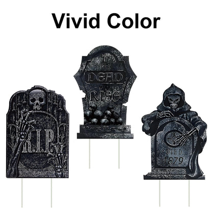 10Pcs Halloween Tombstone Gravestone Decorations Graveyard Headstone Yard Signs