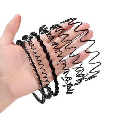 6Pcs Metal Hair Headband Wave Style Hoop Band Comb Sports Hairband Men Women