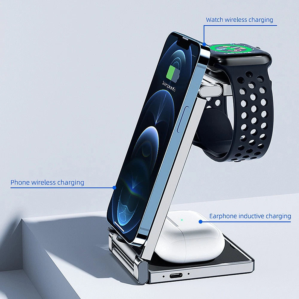 3-in-1 Wireless Charging Station for iPhone, Apple Watch & AirPods