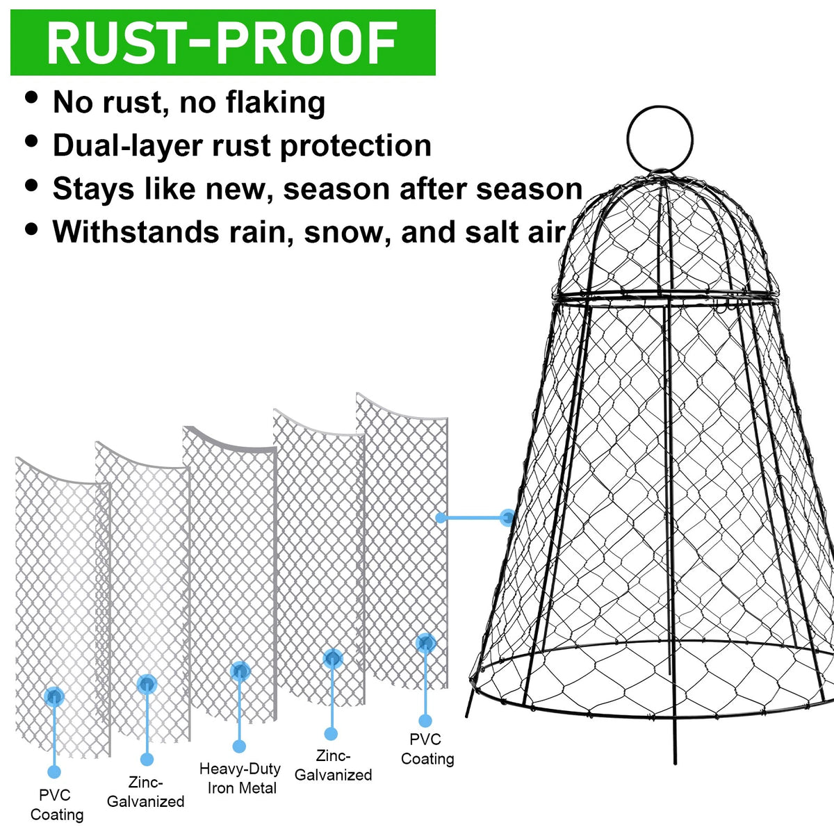 6 Pack Garden Cloches Rustproof Metal Chicken Wire Plant Protectors For Plants