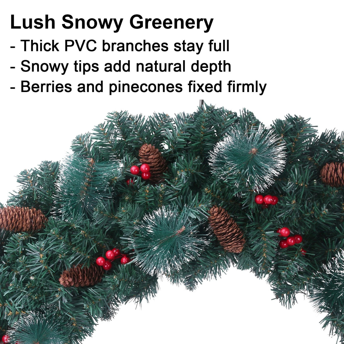 36" Prelit Christmas Wreath Snowy Artificial Wreath with 120 LED Lights Remote