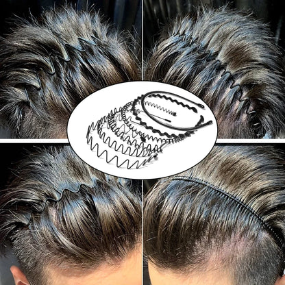 6Pcs Metal Hair Headband Wave Style Hoop Band Comb Sports Hairband Men Women