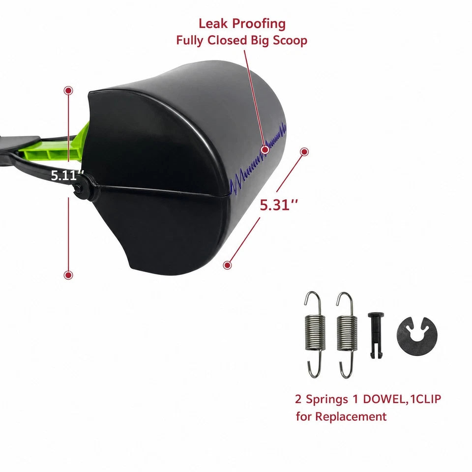 Large Dog Pooper Scooper For Yard 32" Long Handle No Bending Green Waste Picker