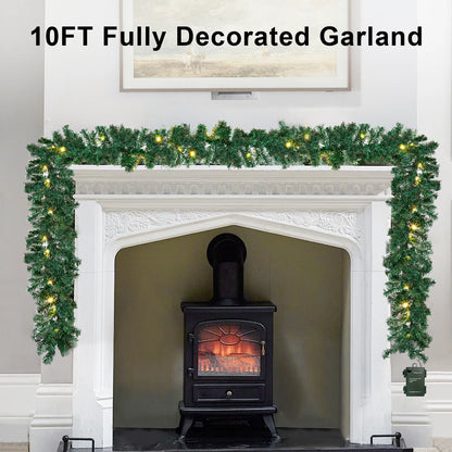 10Ft Artificial Christmas Green Garland Indoor Outdoor Holiday Party Decorations