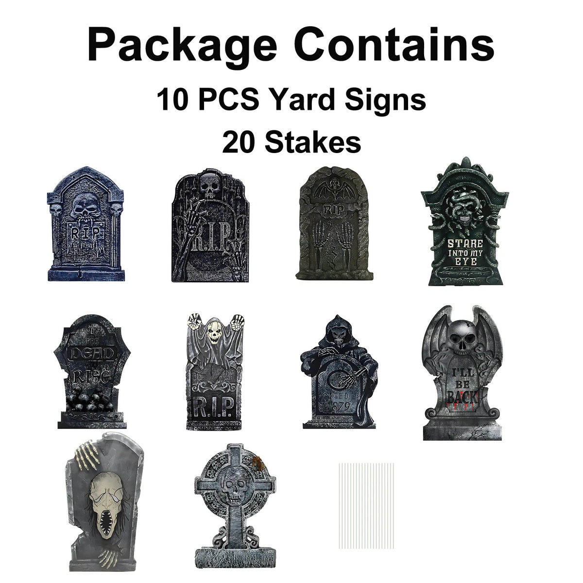 10Pcs Halloween Tombstone Gravestone Decorations Graveyard Headstone Yard Signs