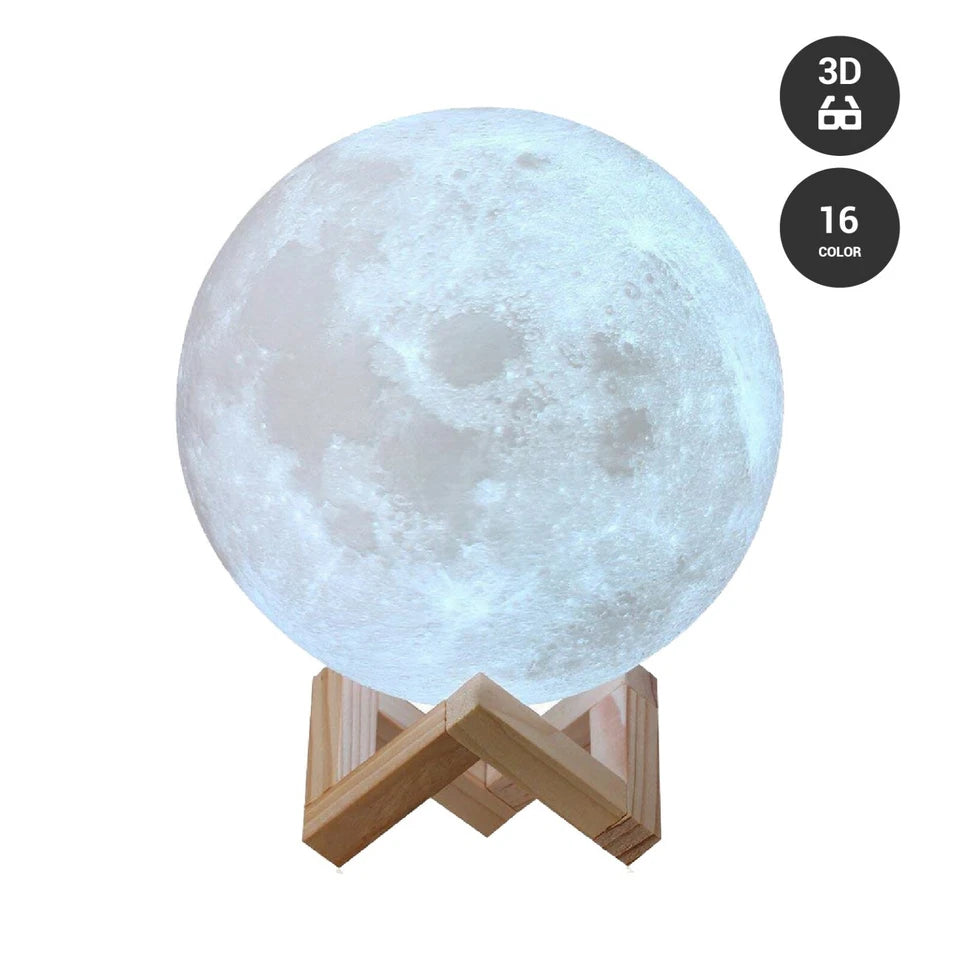 3D Moon Night Light – USB Rechargeable Touch Control Table Lamp