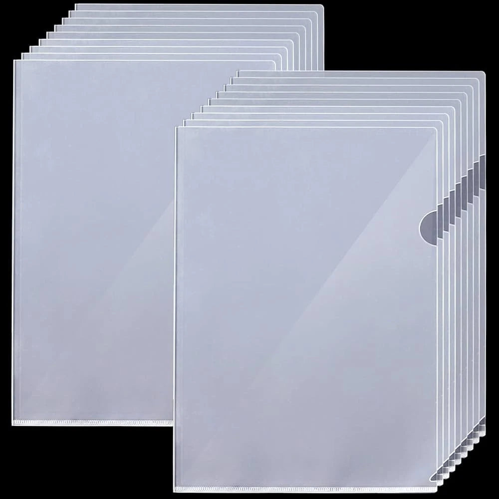Clear File Folder Organizer L-Shaped Pocket Envelope Design Reusable