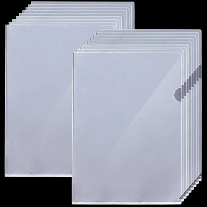 Clear File Folder Organizer L-Shaped Pocket Envelope Design Reusable