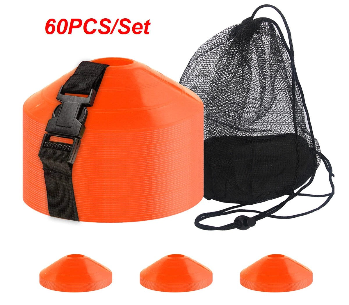 60Pcs Disc Soccer Cones Football Training Field Marking Cross Sports Aids Orange