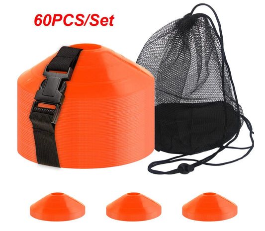 60Pcs Disc Soccer Cones Football Training Field Marking Cross Sports Aids Orange