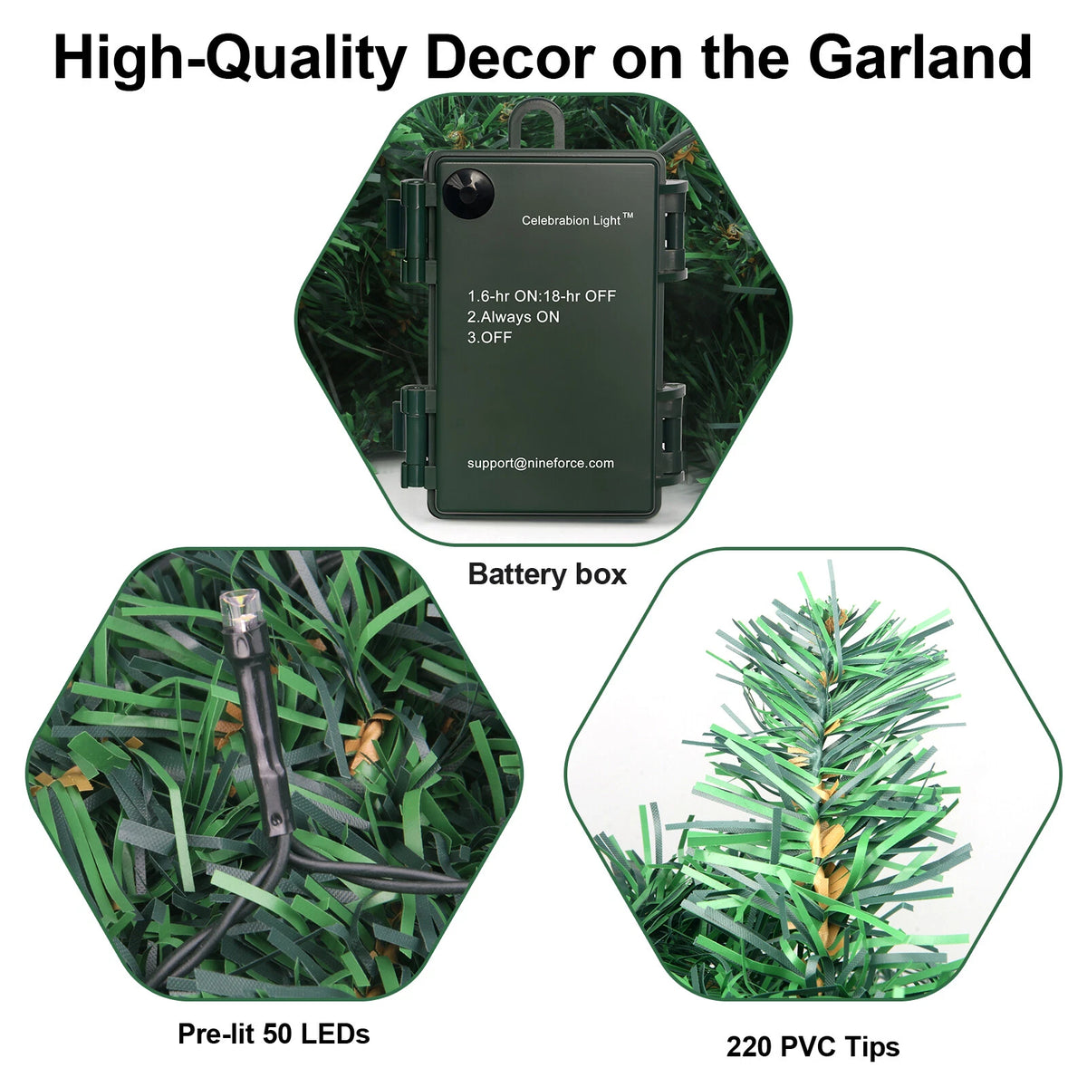 10Ft Artificial Christmas Green Garland Indoor Outdoor Holiday Party Decorations