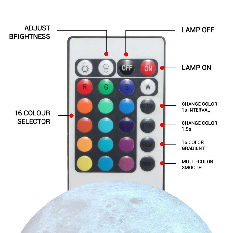 3D Moon Night Light – USB Rechargeable Touch Control Table Lamp